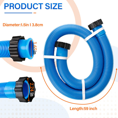 Ophjerg 1.5-inch diameter pool hose ready for 59-inch installations with compatible pumps.