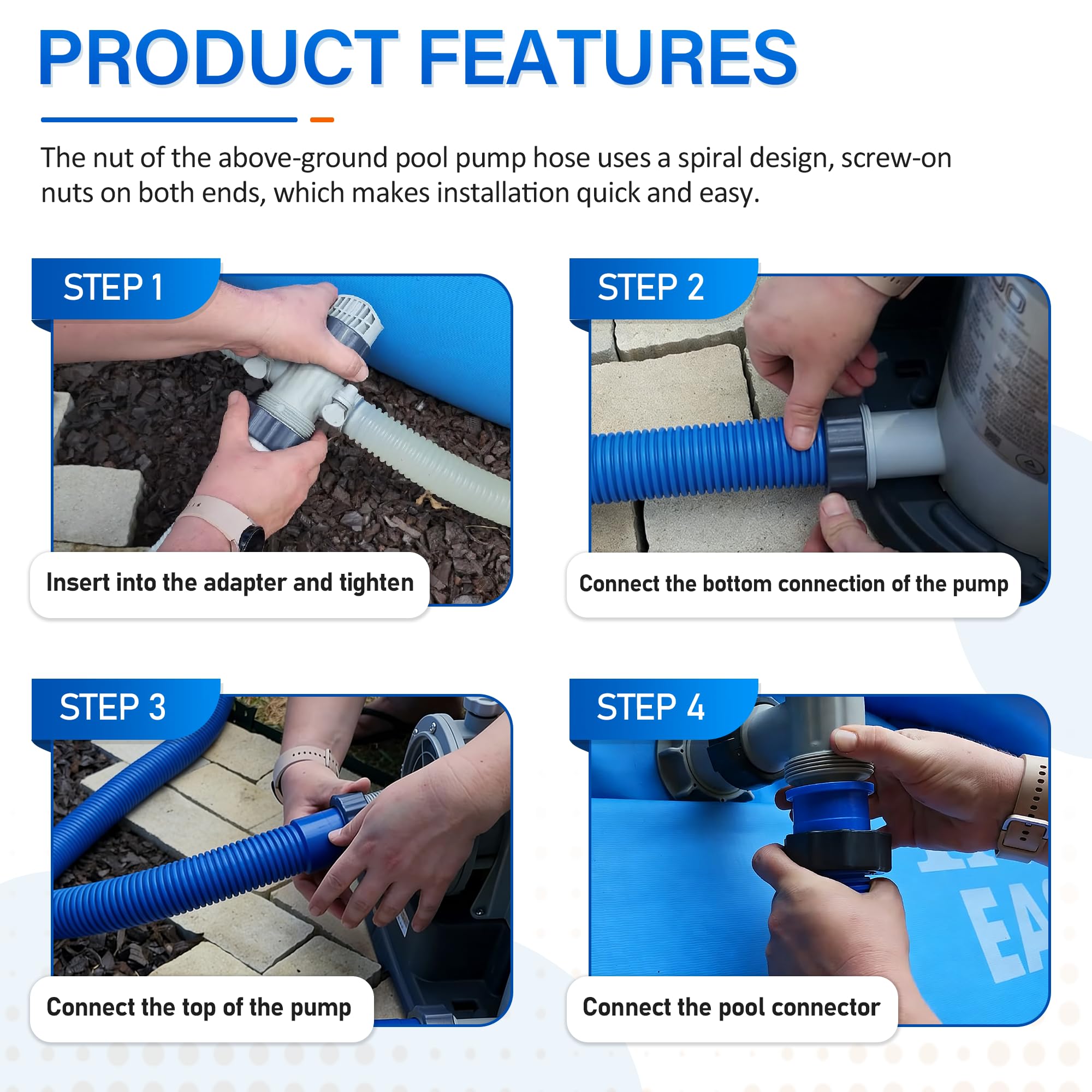 Ophjerg leak-proof connection ensures stable water flow across pool filters.
