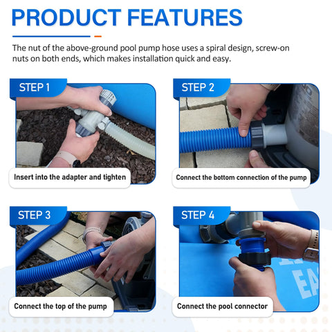 Ophjerg leak-proof connection ensures stable water flow across pool filters.