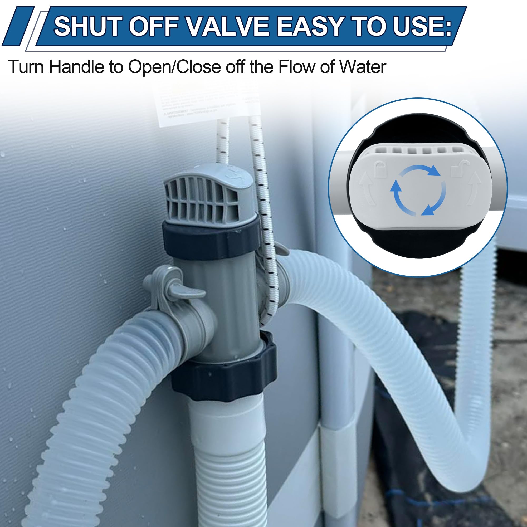 Ophjerg shut-off valve mounted for easy pool servicing
