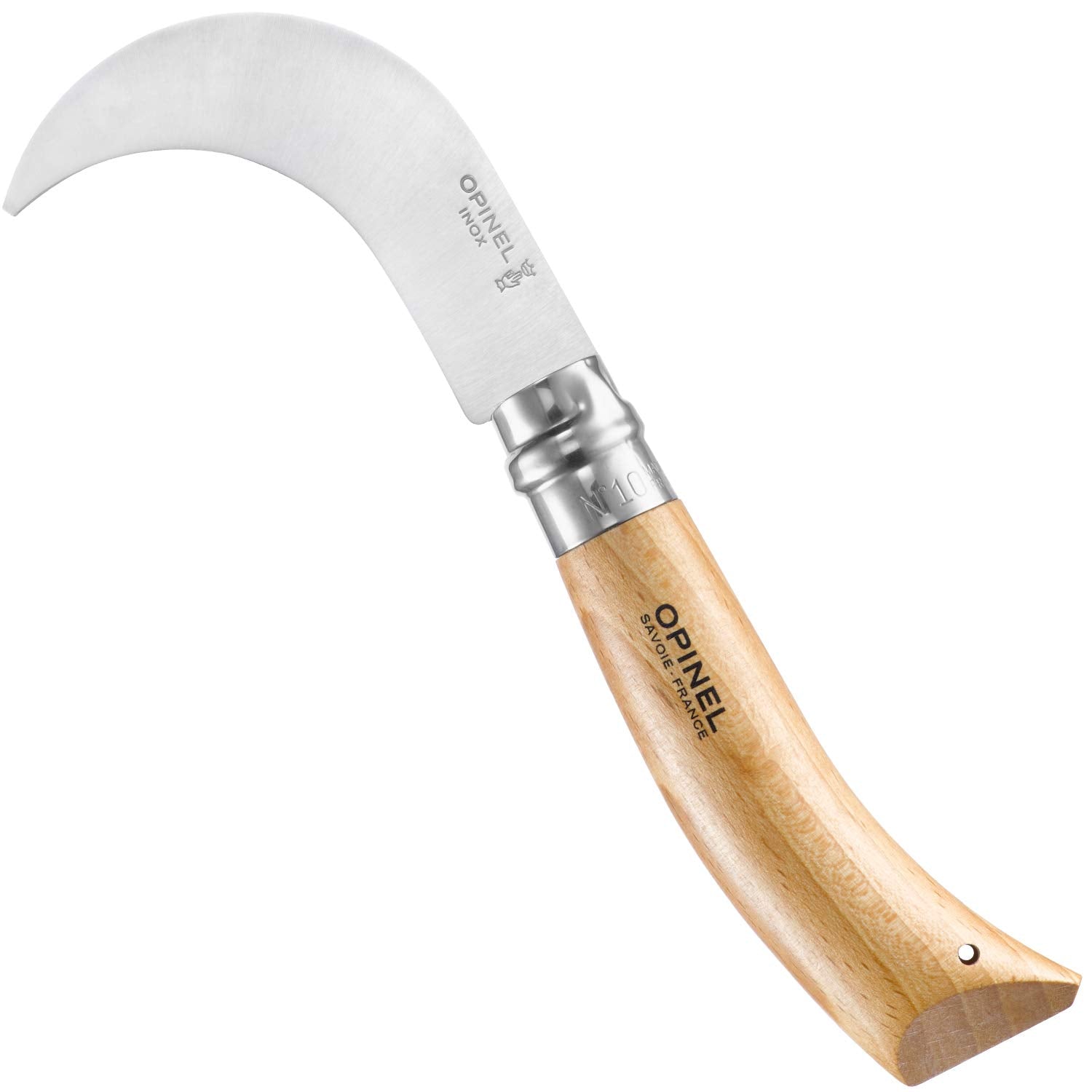 Opinel No. 10 pruning knife curved blade enables vineyard cuts