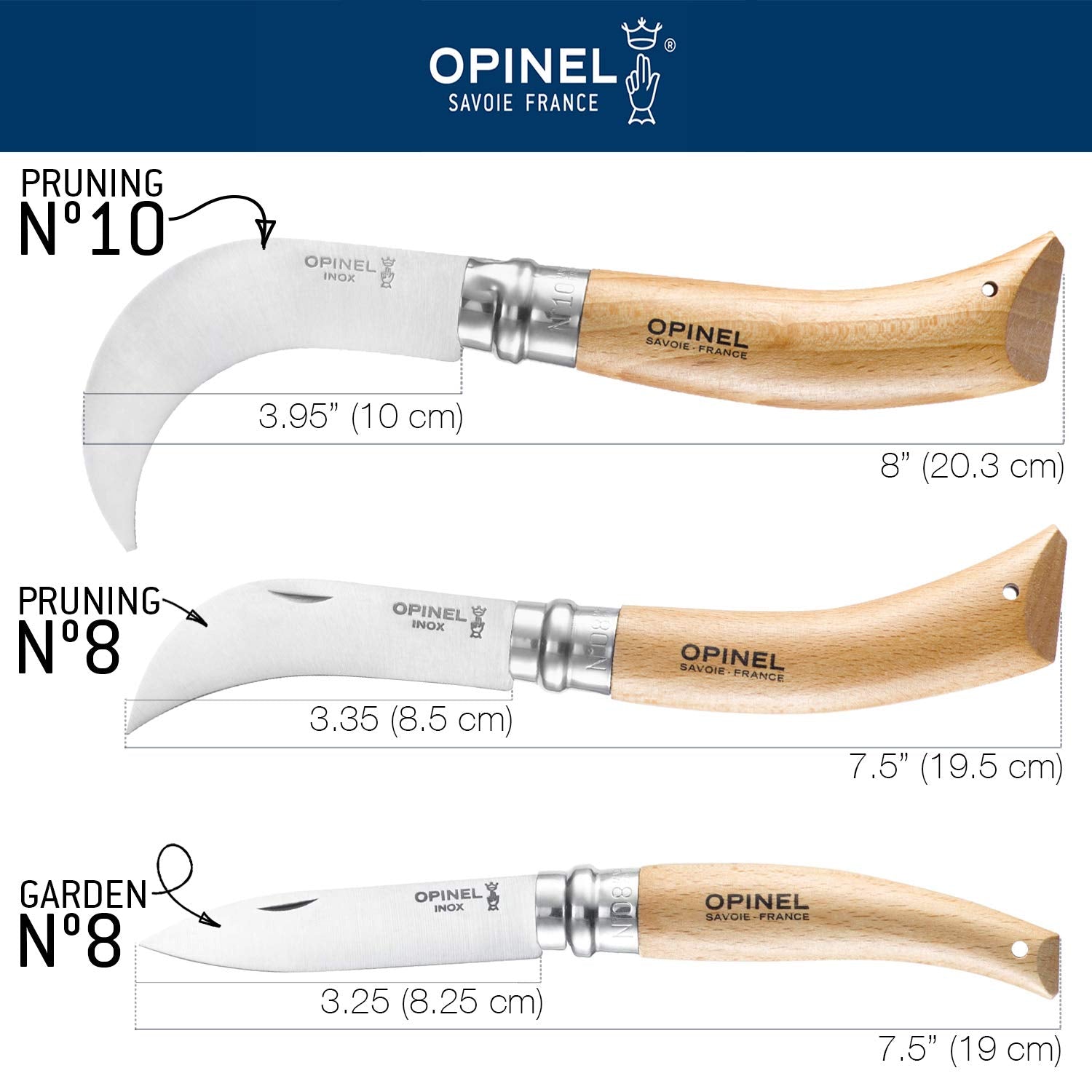 Opinel No.8 pruning knife in garden scene for everyday pruning