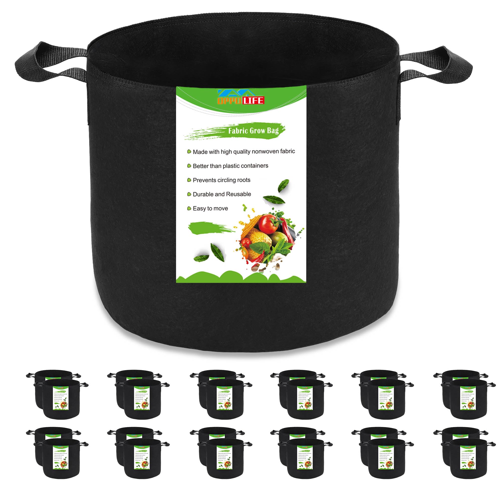OPPOLIFE 24-pack grow bags with handles for easy plant transport