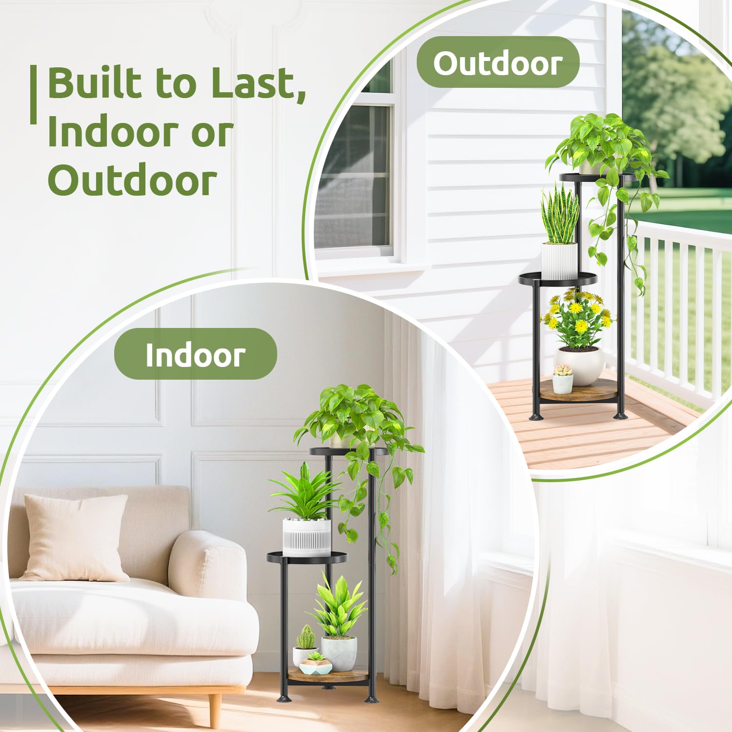 Oppro 3-tier plant stand corner display maximizes small spaces with a slim footprint.