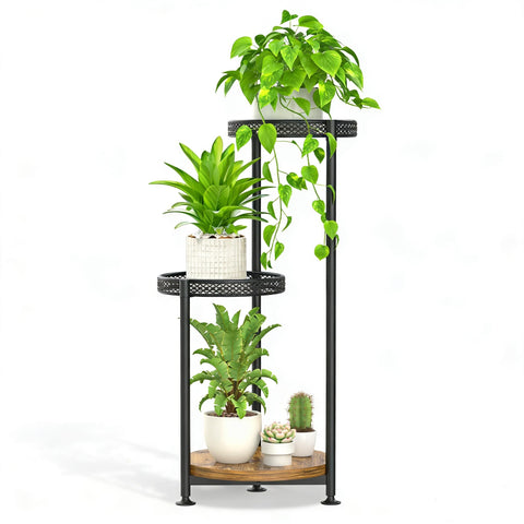 Oppro 3-tier plant stand with 10-inch trays for organized corner display.