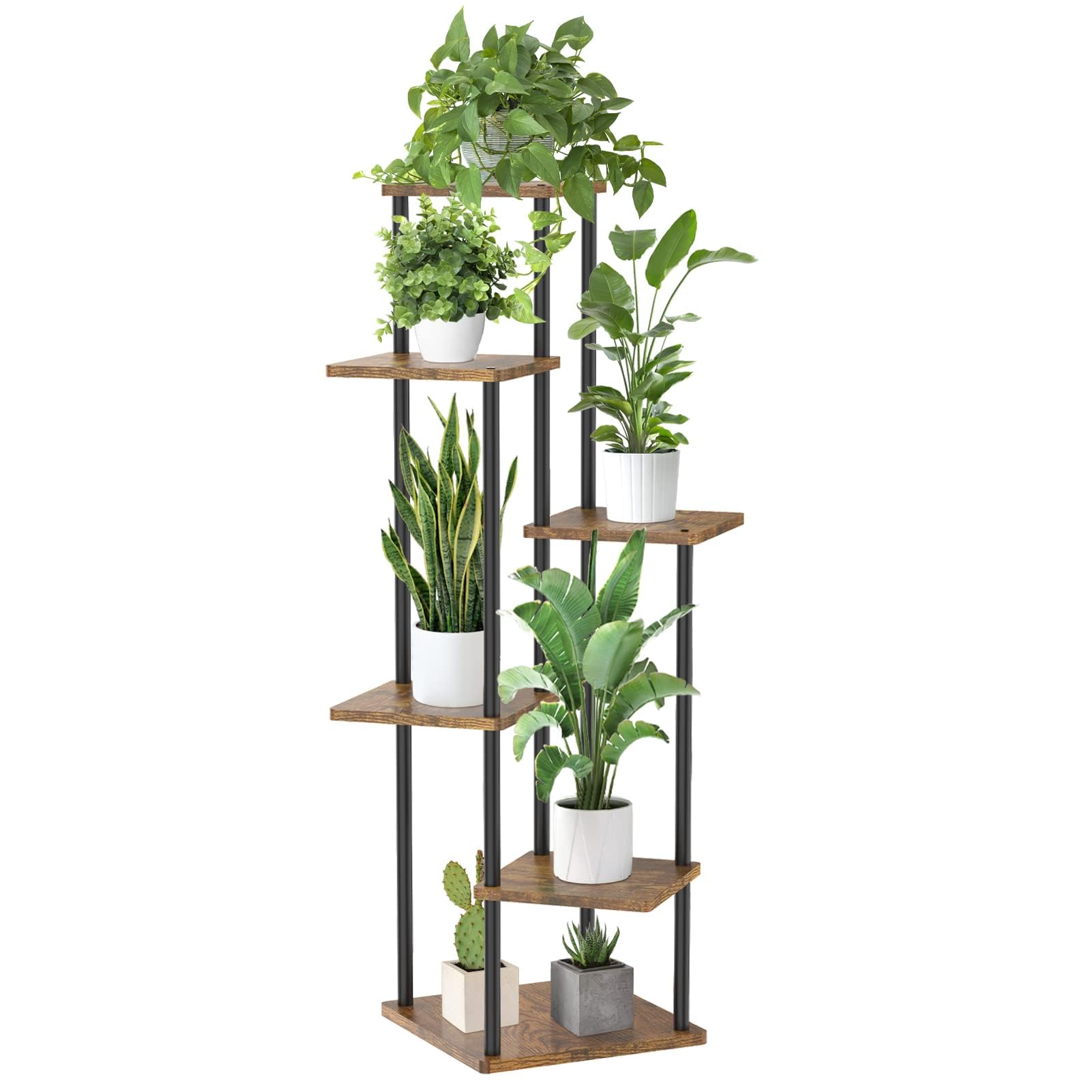 Oppro 6-tier plant stand assembly shows a sturdy frame for organized plants.