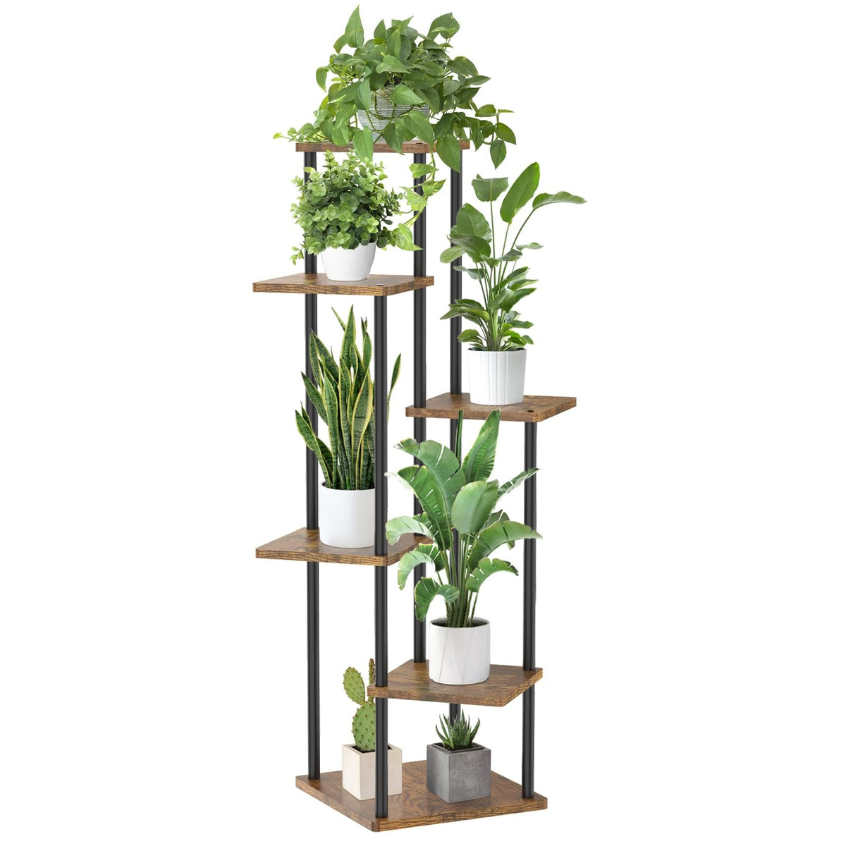 Oppro 6-tier plant stand assembly shows a sturdy frame for organized plants.