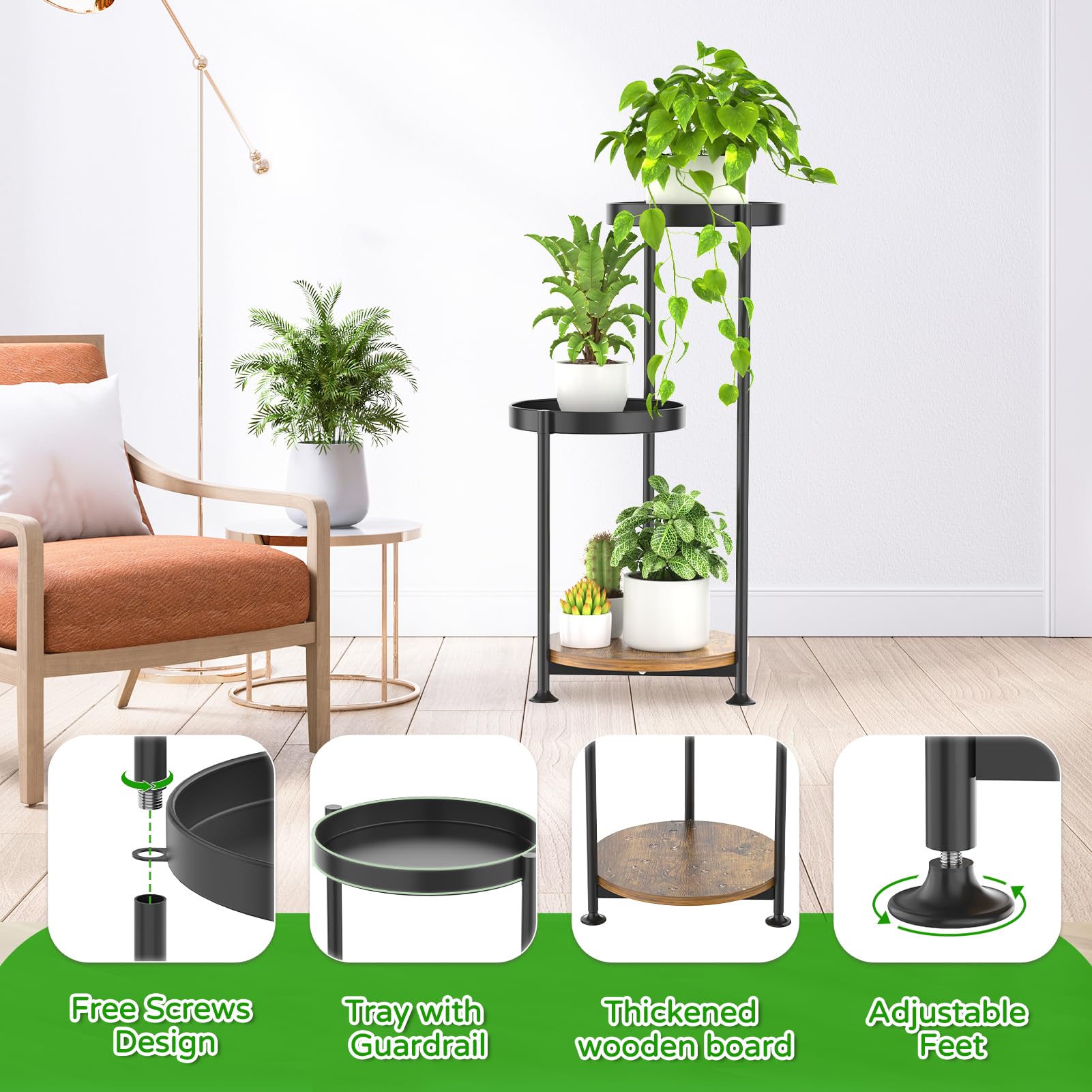 Oppro plant stand suitable for indoor and outdoor use with rustproof coating.