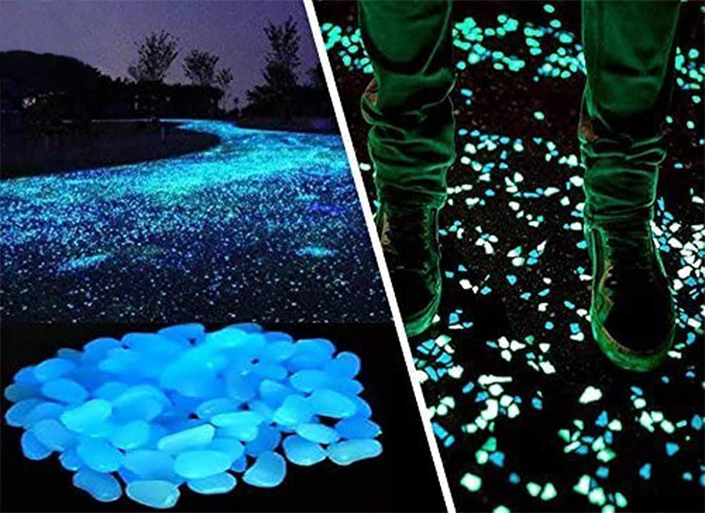 Opps glow pebbles blue-walkway illuminate outdoor paths at night
