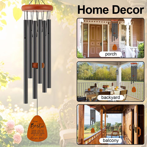 Oprever wind chime displays engraved blessings, a heartfelt reminder of friendship.