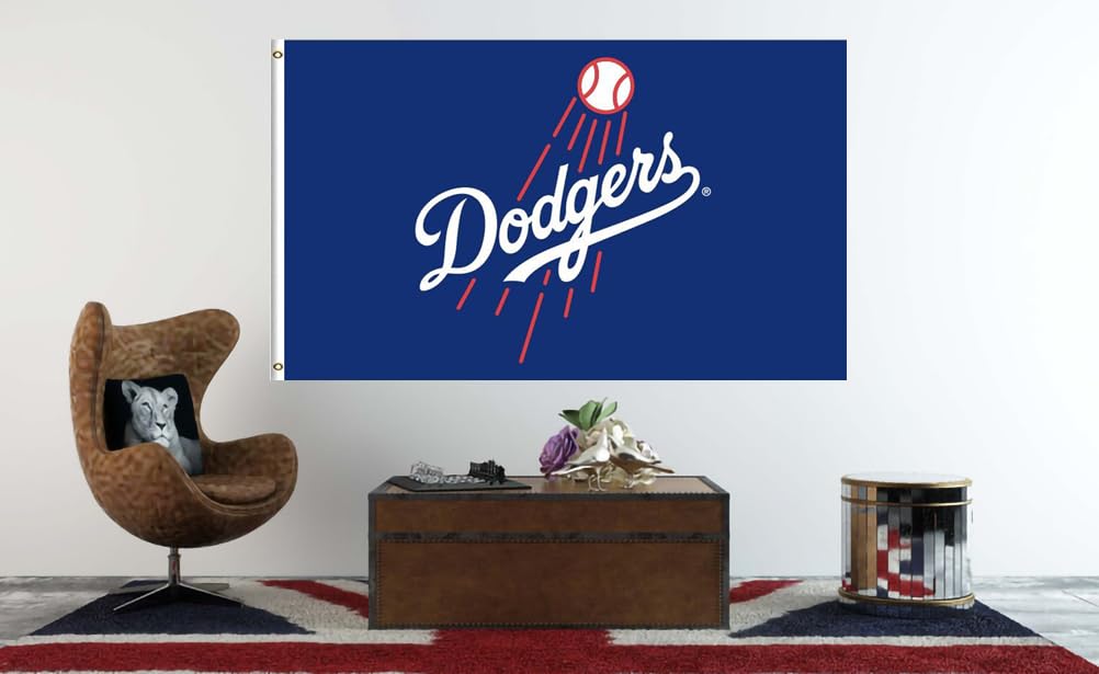 Vibrant dye-sublimation colors on the Dodgers flag banner for wall decor