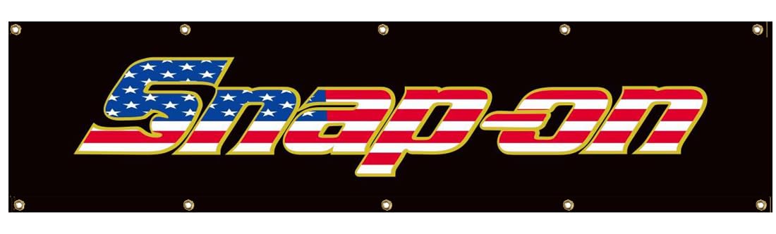Opride Snap On Flag Tools banner front view, vibrant colors ideal for garage decor.