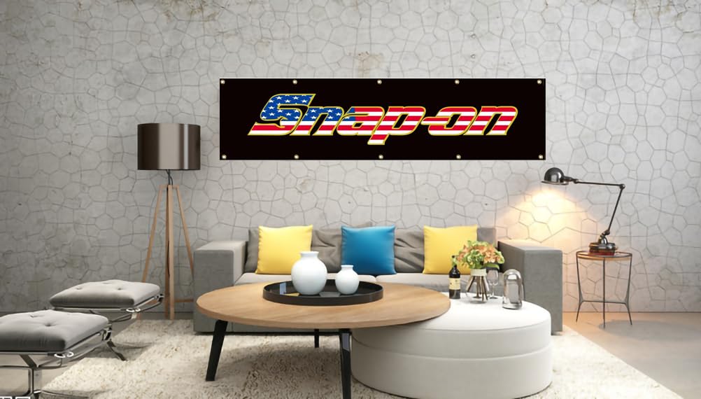 Opride Snap On Flag Tools banner garage wall display, durable brass grommets for easy hanging.