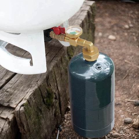 optheey camping and BBQ setup illustrating portable refilling outdoors