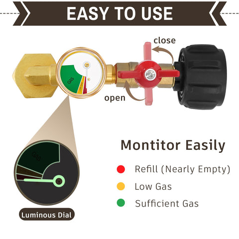optheey elbow-style refill connector simplifies safe gas transfers.