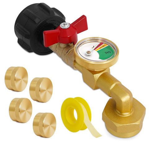 optheey propane refill adapter with gauge provides easy monitoring of remaining gas.