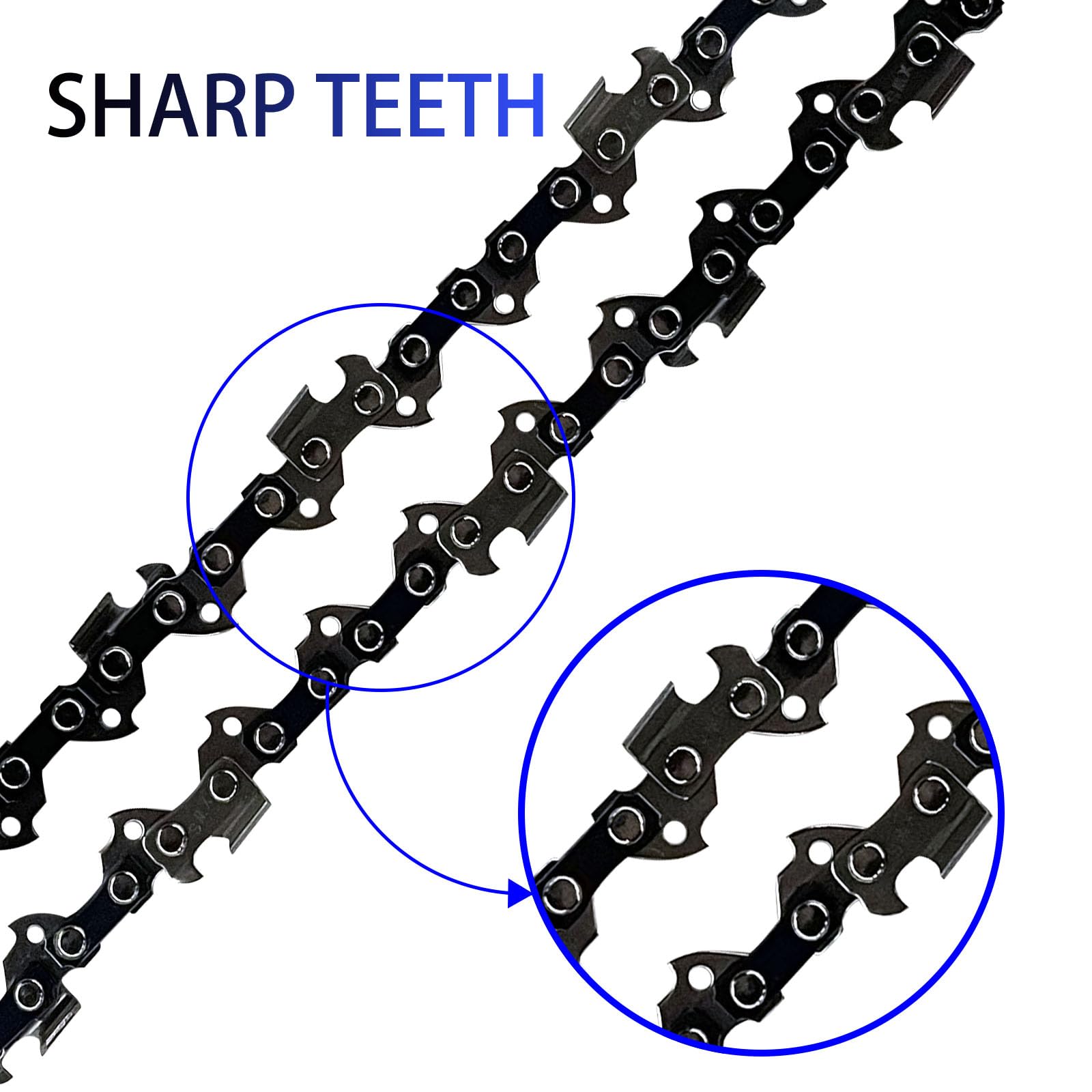 Opuladuo 18-inch chain mounted on saw for quick replacement.