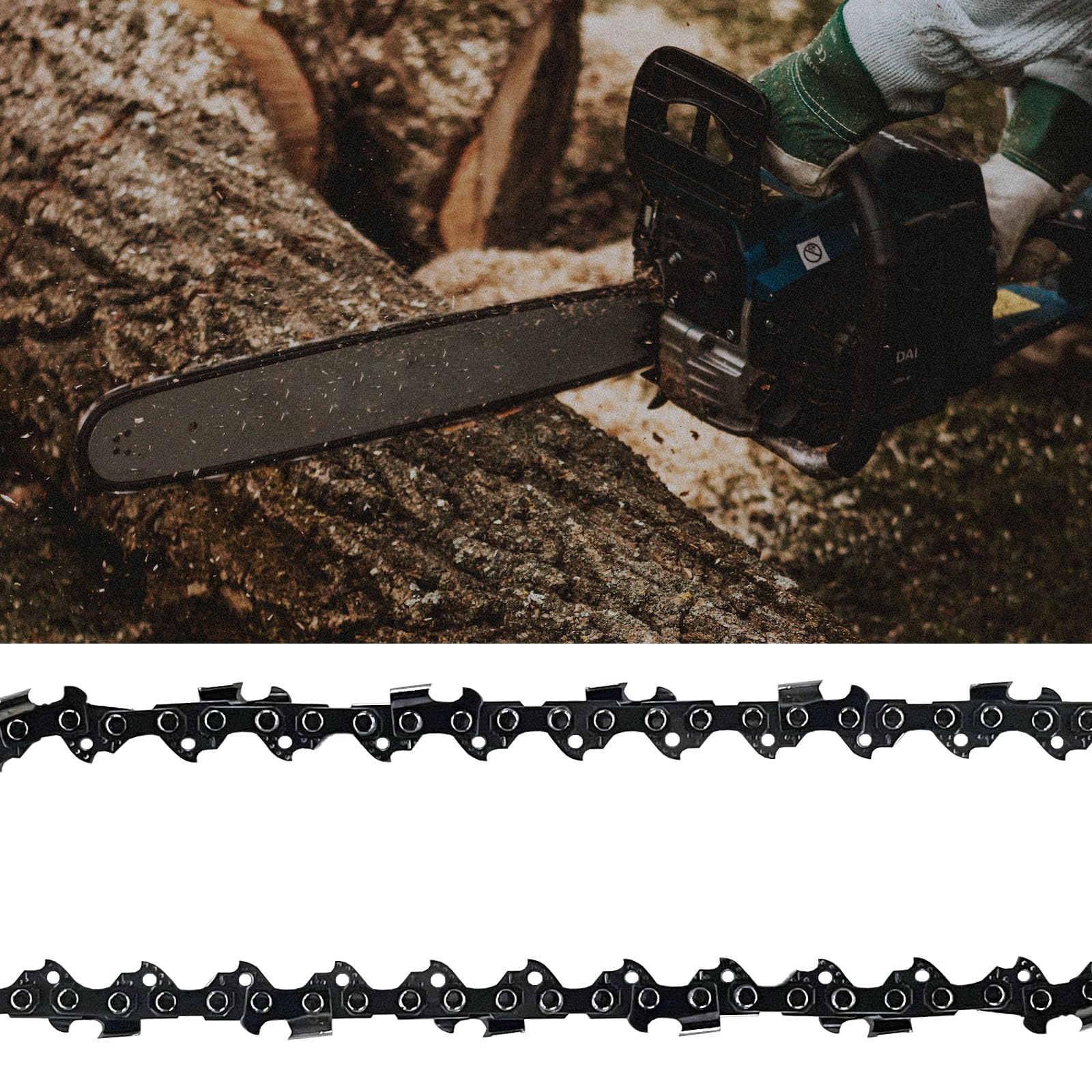 Opuladuo 18-inch chain on Ryobi RY10532 for efficient wood cutting.