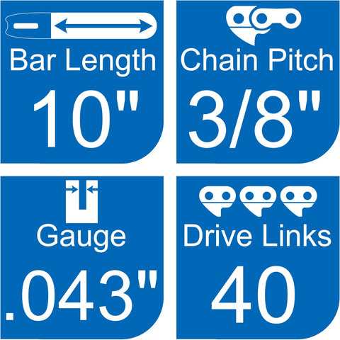Opuladuo replacement chain set for 10-inch saw chains in two pieces.