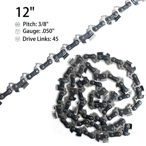 Opuladuo 3-8in 050-gauge 45-drive-links ensure durable performance for tough wood.