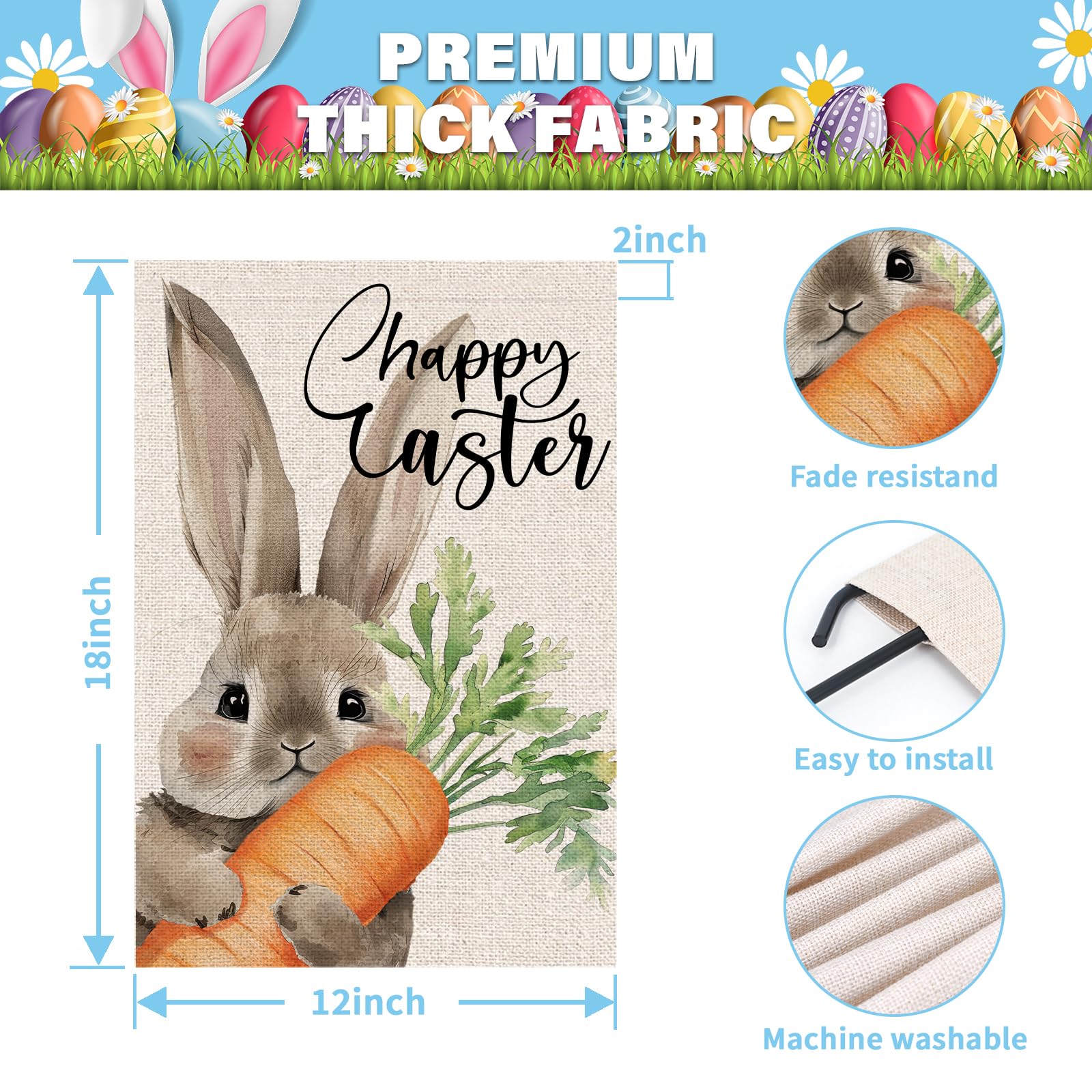 OPULANE double-sided Easter flag readable from both sides