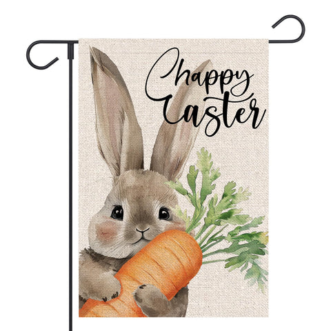 OPULANE Happy Easter Bunny flag, front view, adds festive curb appeal outdoors