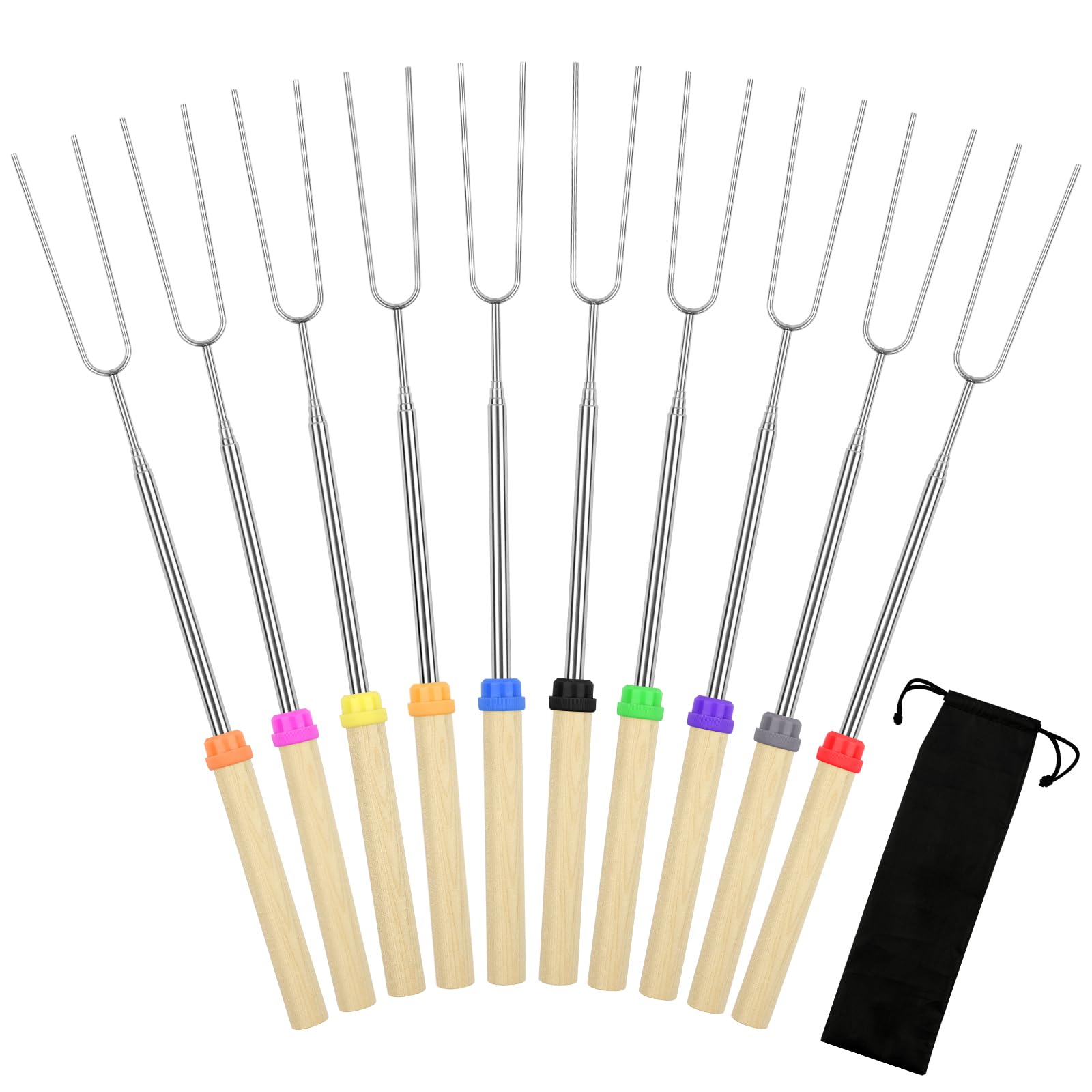 Opvixi smores sticks extendable 32-inch reach for safe campfire roasting