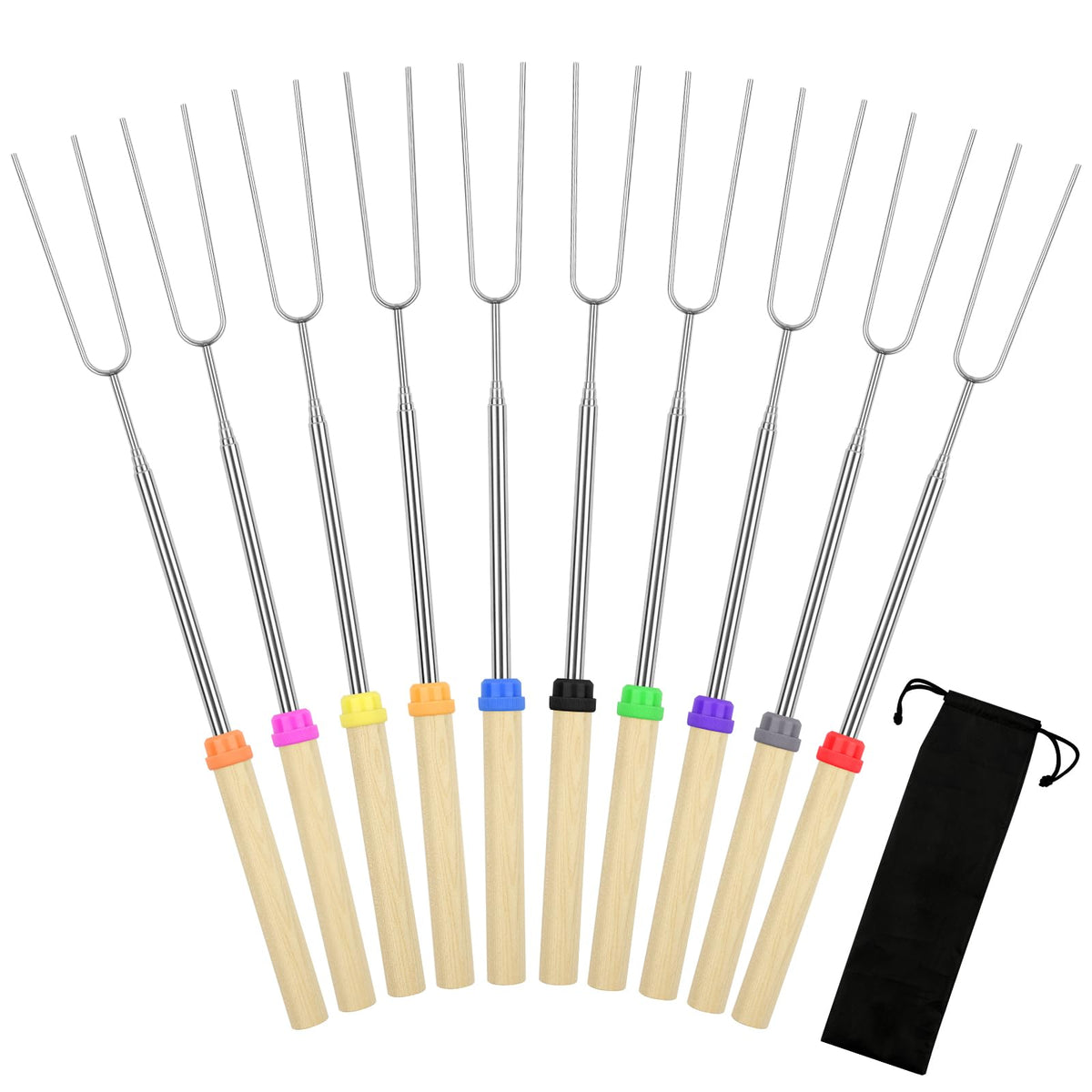 Opvixi smores sticks extendable 32-inch reach for safe campfire roasting