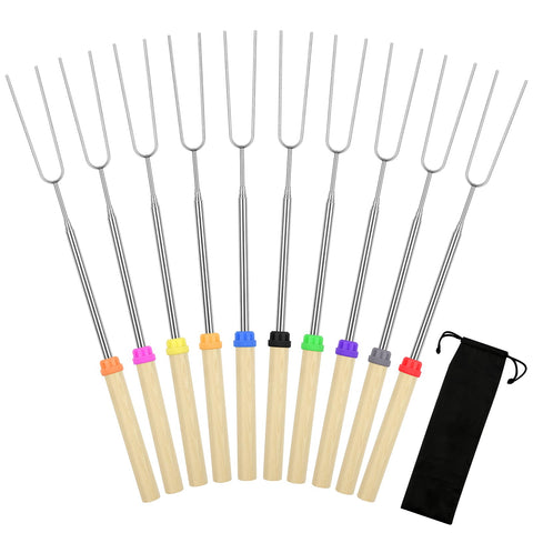 Opvixi smores sticks extendable 32-inch reach for safe campfire roasting