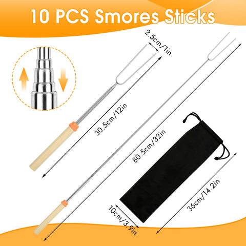 Opvixi smores sticks retractable with included black storage bag