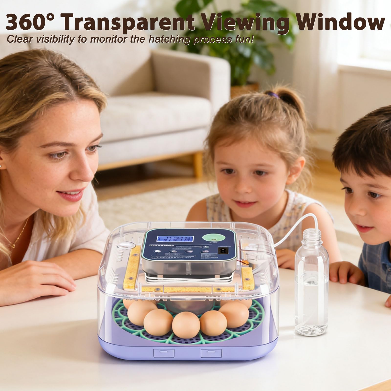 Oqioprd incubator versatile use supports eggs from chicken to quail.
