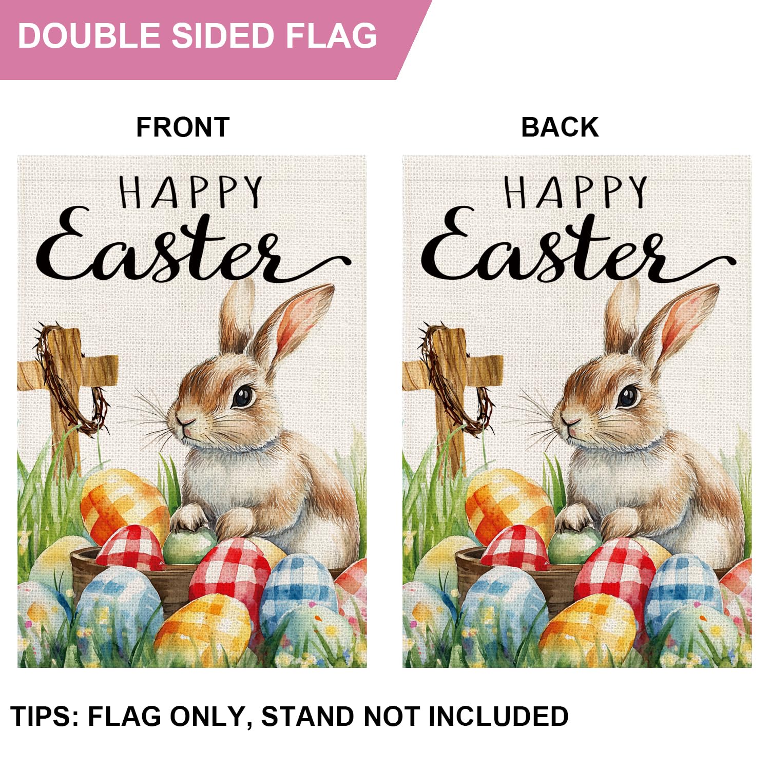 OQUAYA UV-resistant flag preserves colors against sun for long-lasting Easter décor.