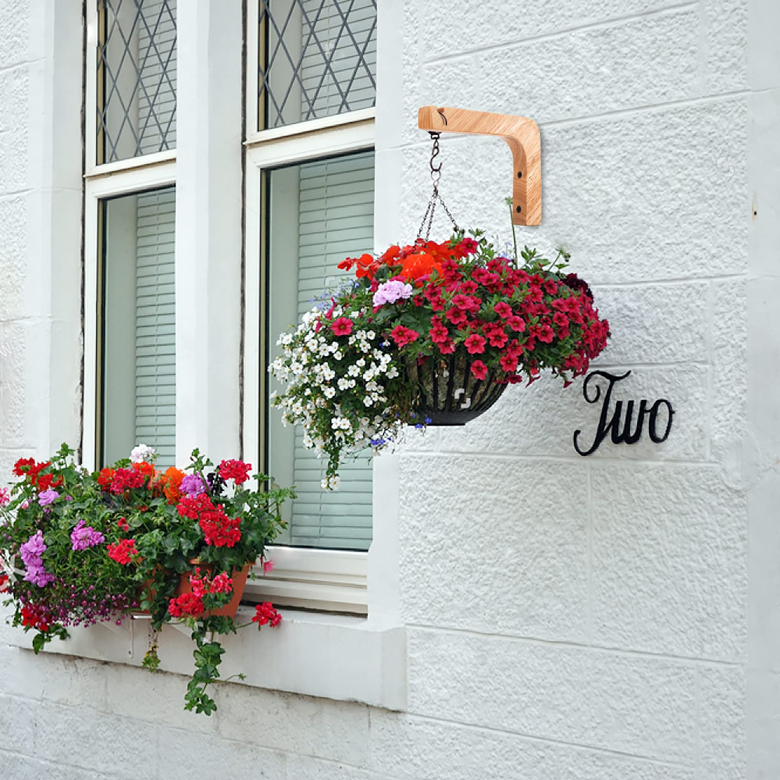 Oradrem wooden wall hook 11in planter holding a large pot without wall contact