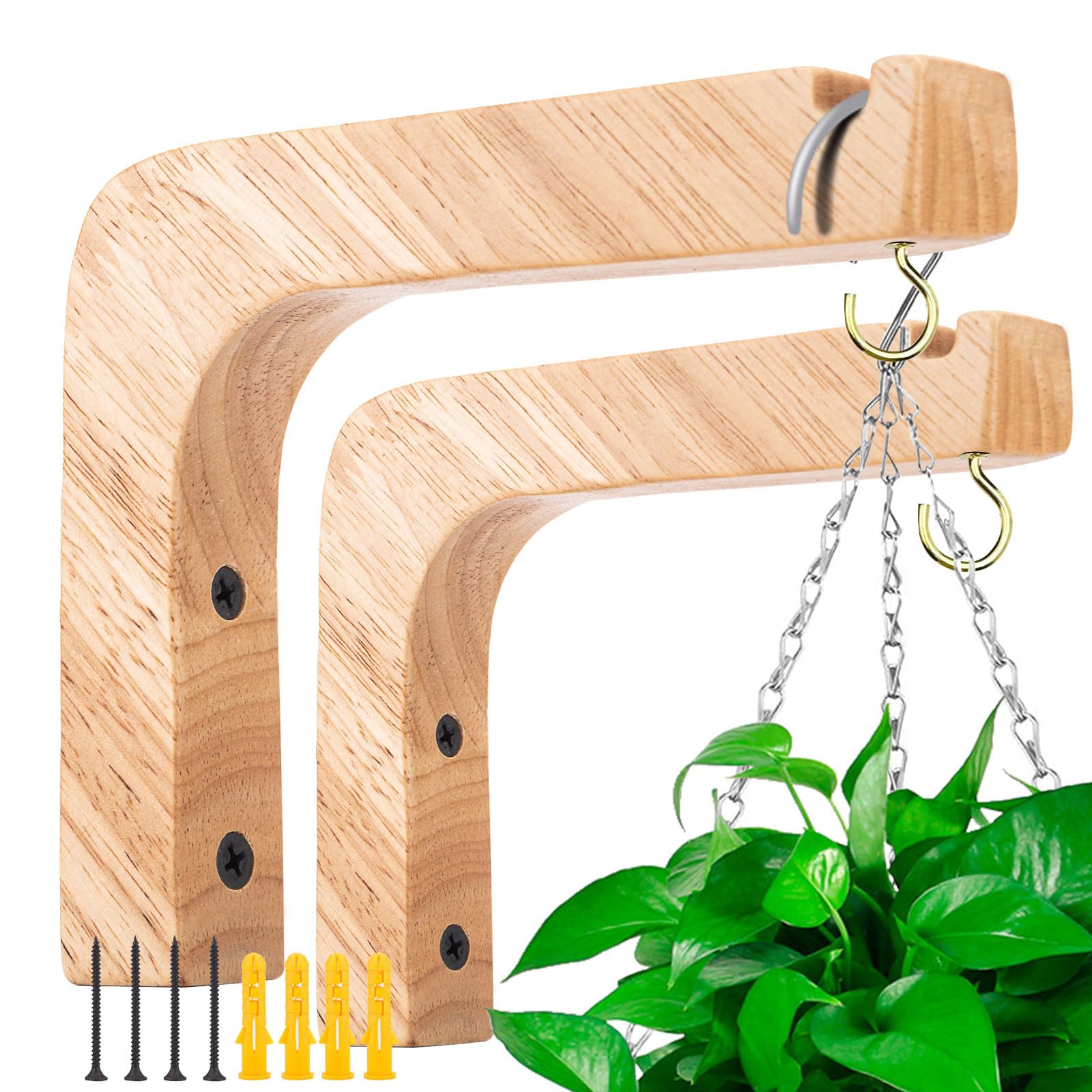 Oradrem wooden wall hook plant hanger with natural beech finish for sturdy greenery display