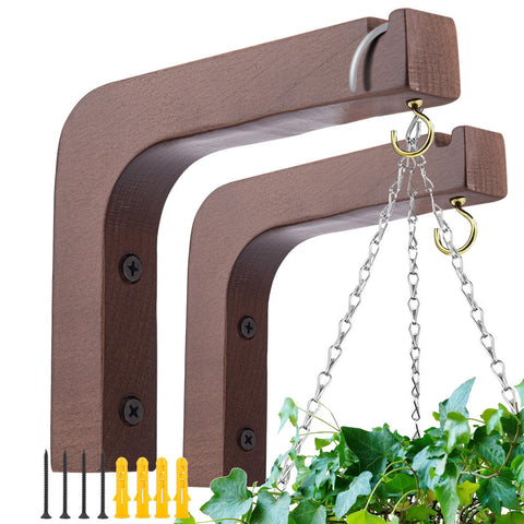 Oradrem wooden wall hook plant hanger securing a planter indoors with up to 10 lbs capacity