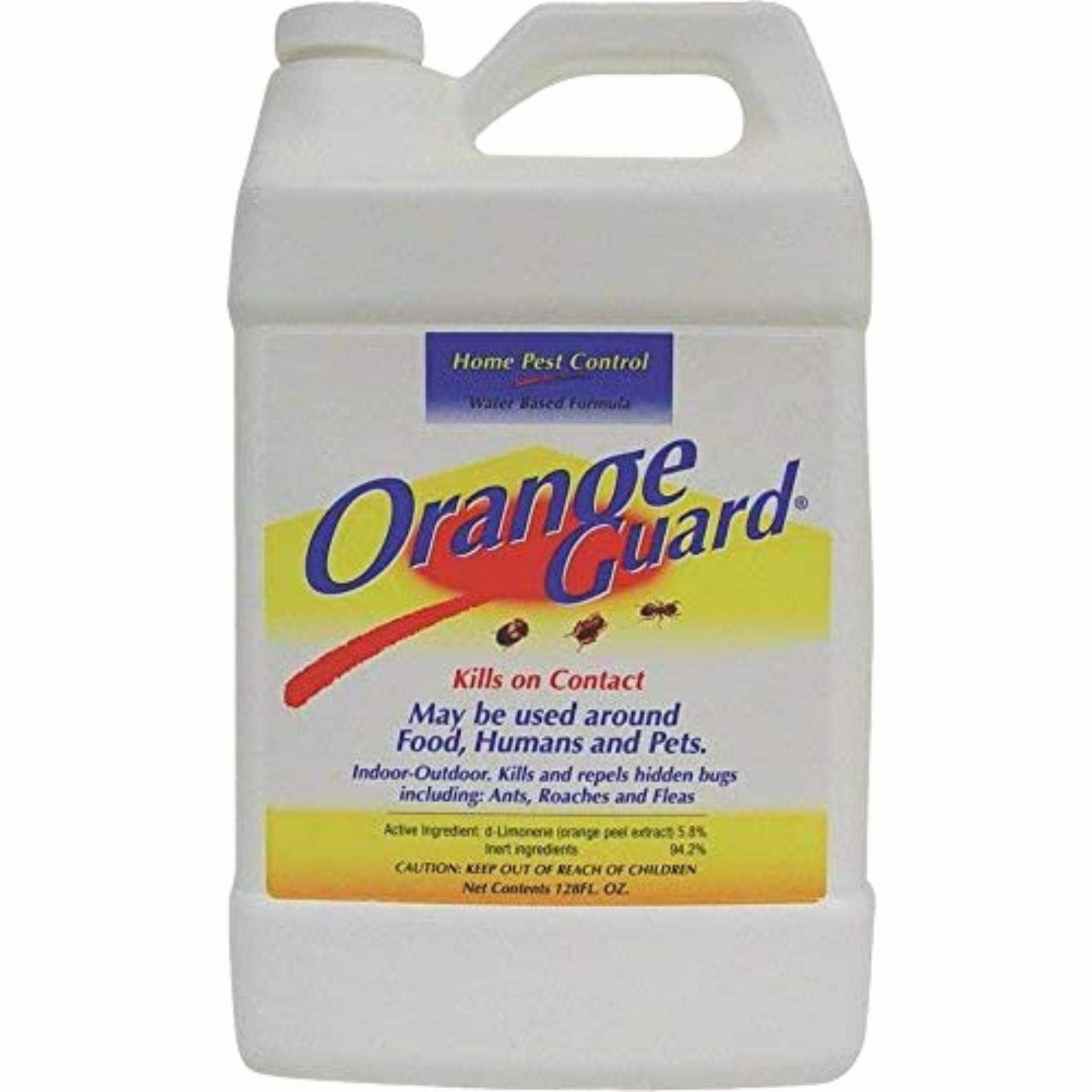 Orange Guard bottle pour for indoor and outdoor pest control with pet-friendly formula.