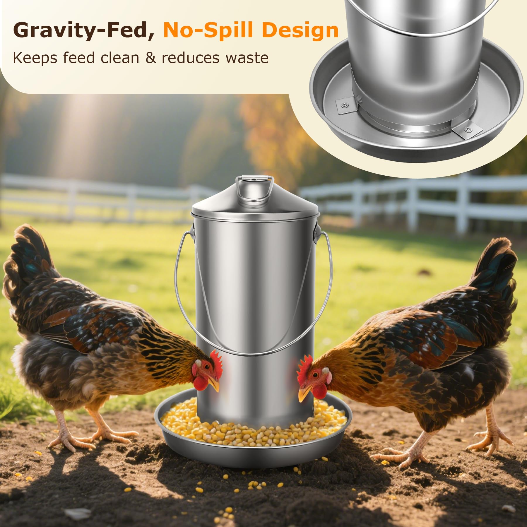 ORAODA all-weather feeder with sealed lid protects feed in rain and snow