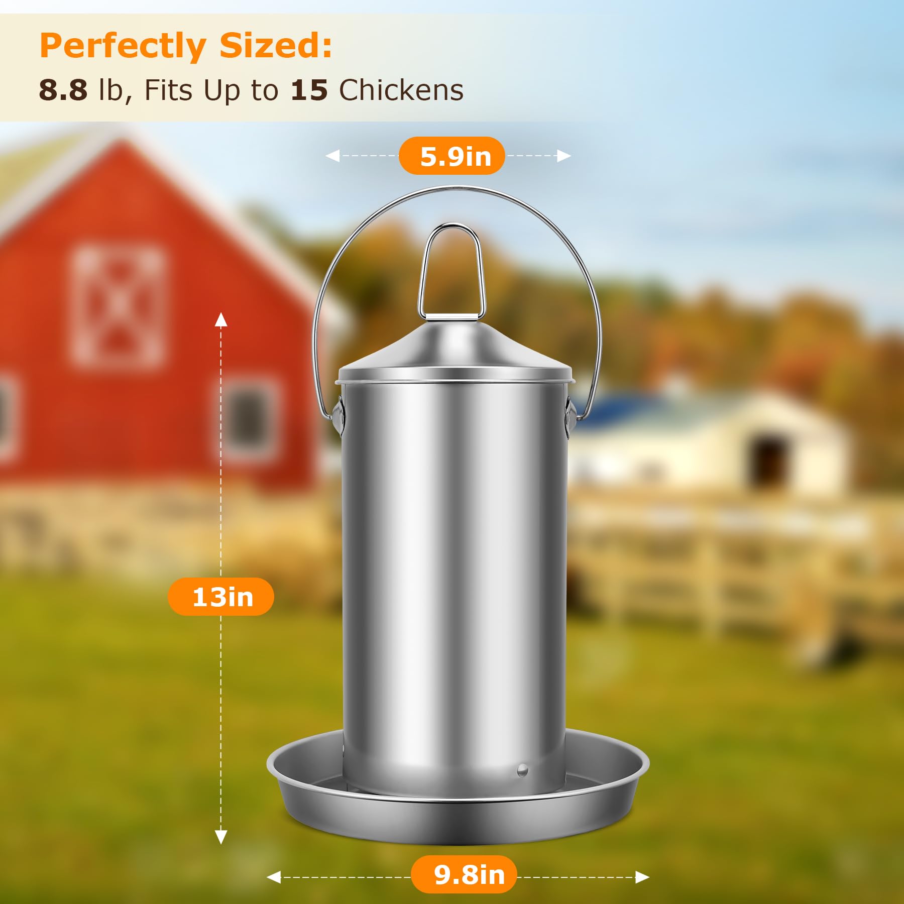 ORAODA outdoor coop feeder suitable for chickens ducks geese and small farms