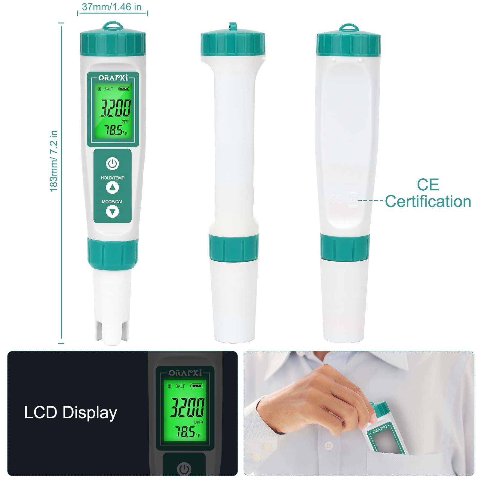ORAPXI easy-use saltwater tester for fast pool and spa checks.