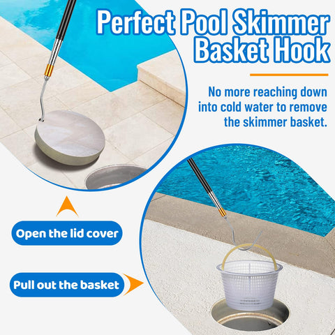 ORAPXI extendable pole removes debris and floating toys from water.