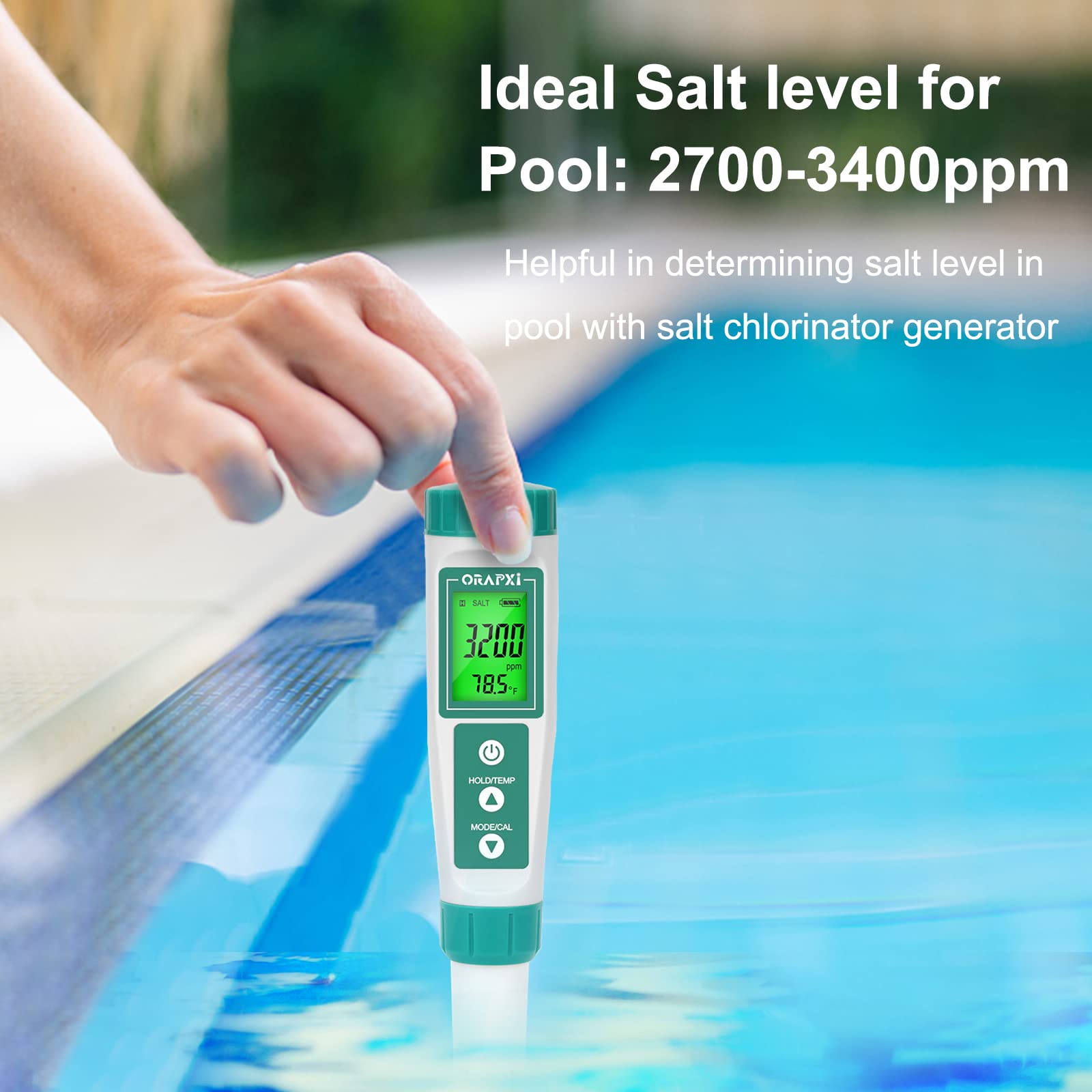 ORAPXI salt level indicator shows red alert when out of range.
