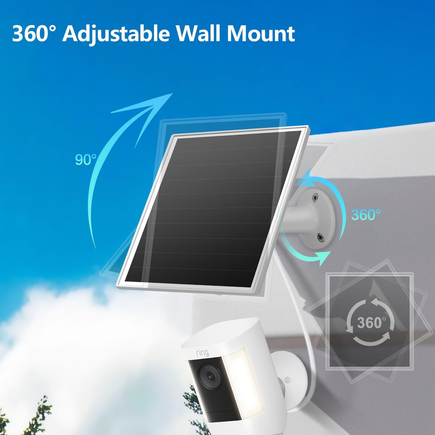 Orayafid 6W solar panel with a 360-degree bracket enables flexible placement.