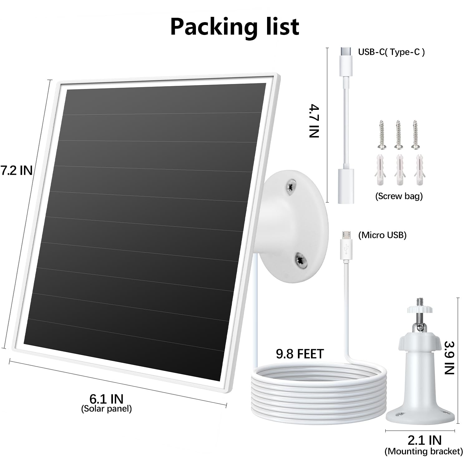 Orayafid 6W solar panel install kit with screws and manual