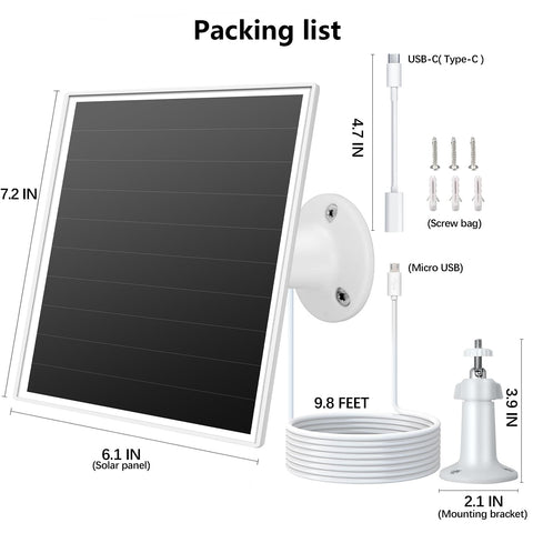Orayafid 6W solar panel install kit with screws and manual