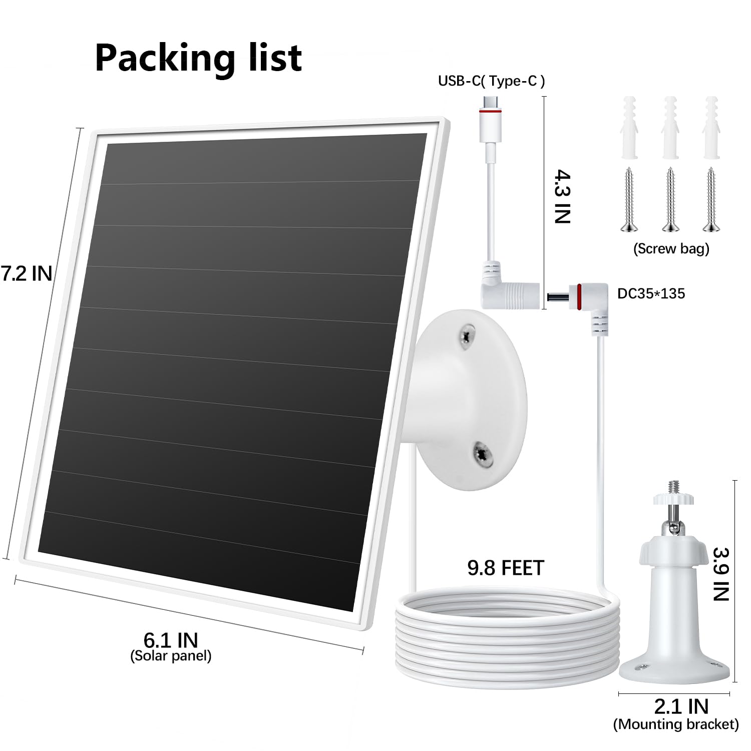 Orayafid 6W solar panel mounted on a roof keeps Ring cameras charged.