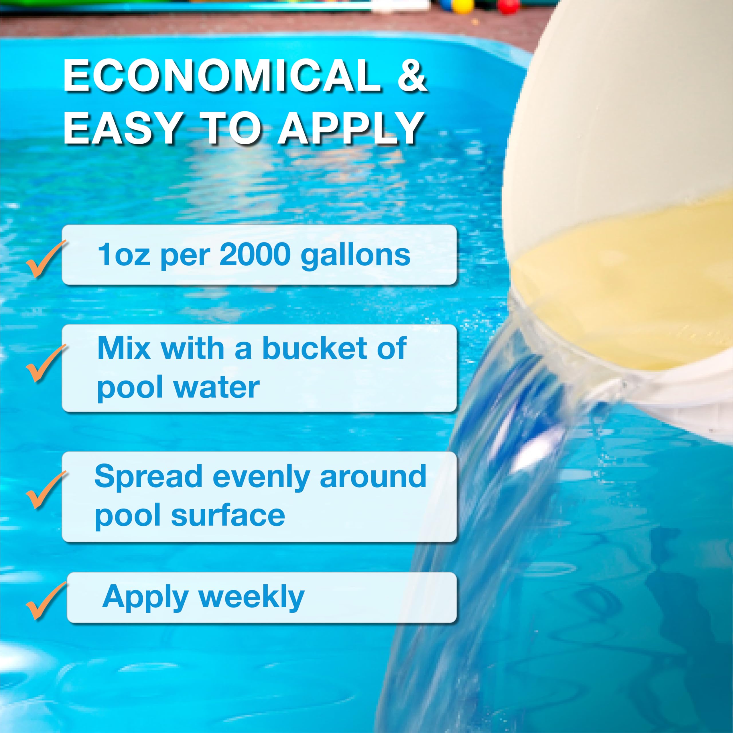 Orb-3 Pool Enzymes water-clarity: enhances clarity for sparkling pool water.