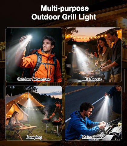Orbecco auto-on grill light saves energy during open-close grilling.