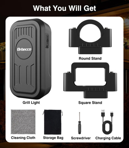 Orbecco rechargeable grill light can be used as a standalone light.