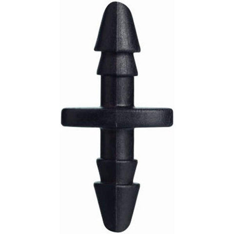 Orbit 1/4-inch barbed drip coupling secures tubing for reliable irrigation.