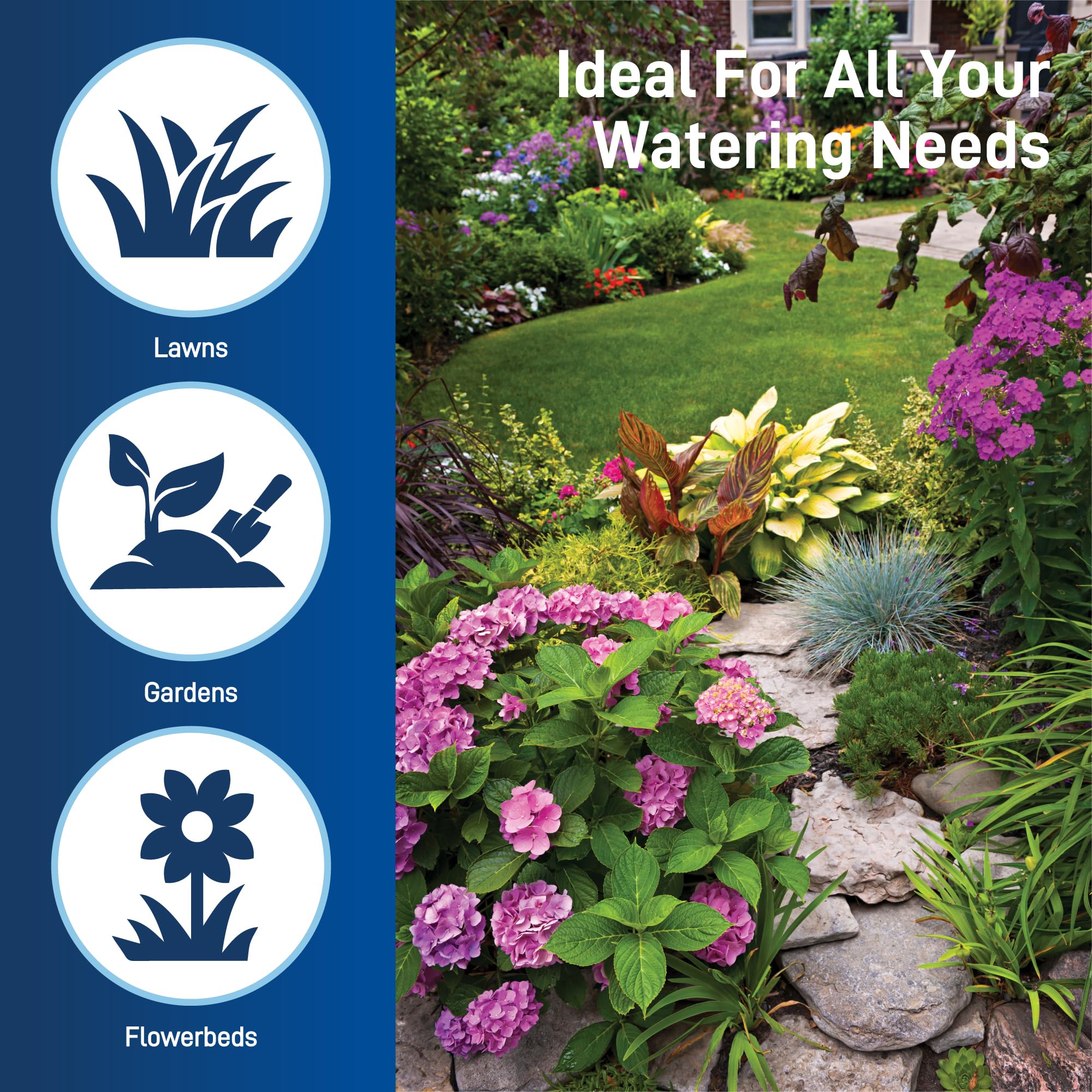 All-in-one kit converts a hose faucet into a garden sprinkler system.